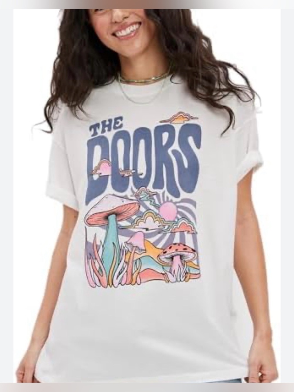 NEW! American Eagle Outfitters White Band Tee with The Doors graphic L/XL